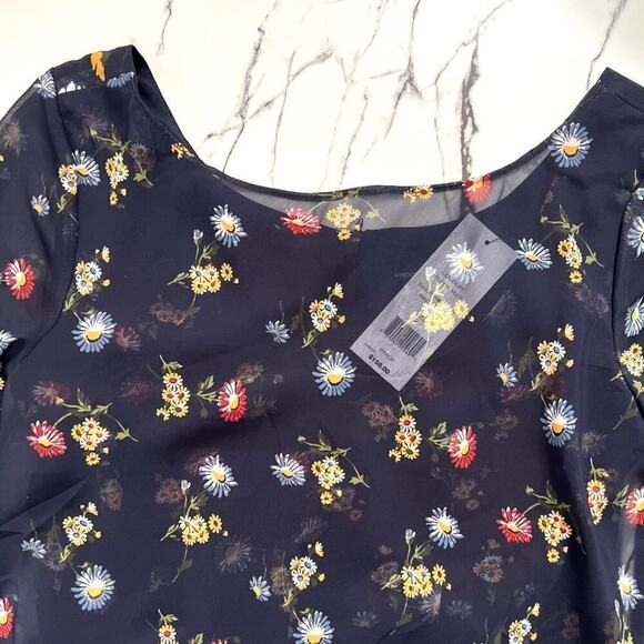 French Connection Baudet Print Twist Waist Black and Flower Dress Sz 0 NWT $158 - Picture 3 of 6